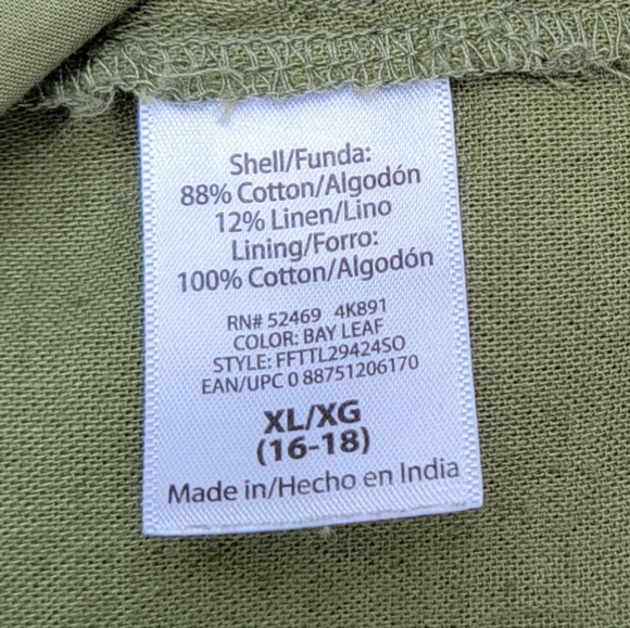 Time & Tru Jumper Dress Women's XL Miniminalist Linen Blend Sleeveless Green - Picture 11 of 16